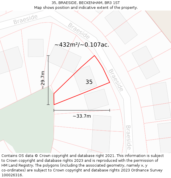 35, BRAESIDE, BECKENHAM, BR3 1ST: Plot and title map