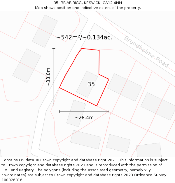 35, BRIAR RIGG, KESWICK, CA12 4NN: Plot and title map