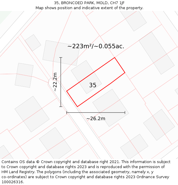35, BRONCOED PARK, MOLD, CH7 1JF: Plot and title map