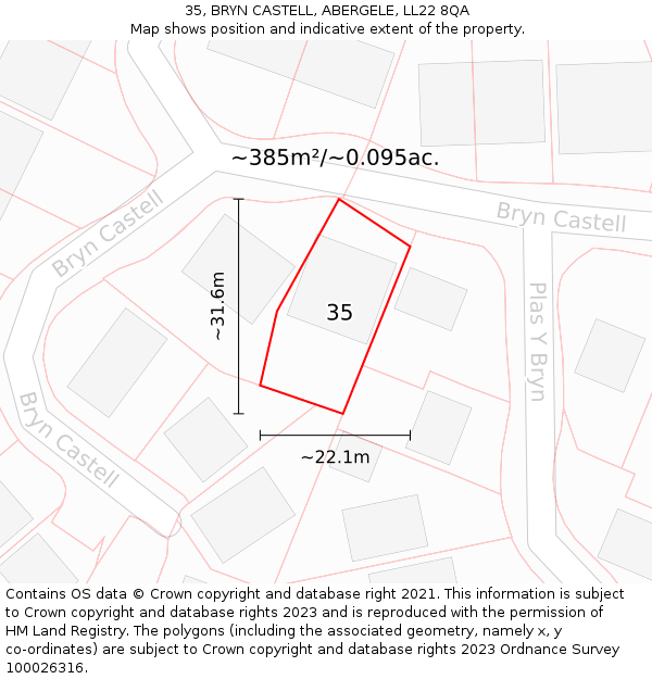 35, BRYN CASTELL, ABERGELE, LL22 8QA: Plot and title map