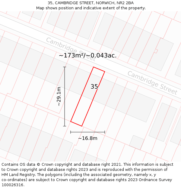 35, CAMBRIDGE STREET, NORWICH, NR2 2BA: Plot and title map