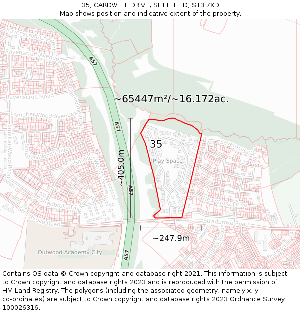 35, CARDWELL DRIVE, SHEFFIELD, S13 7XD: Plot and title map