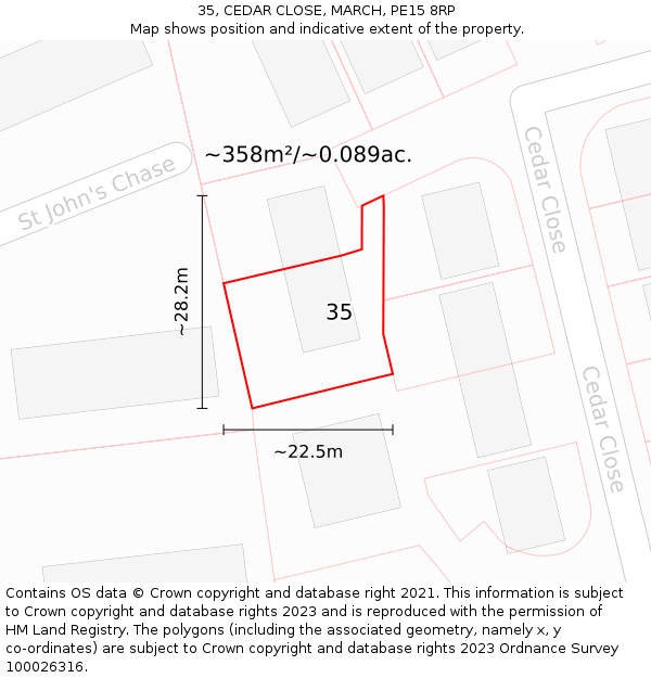 35, CEDAR CLOSE, MARCH, PE15 8RP: Plot and title map