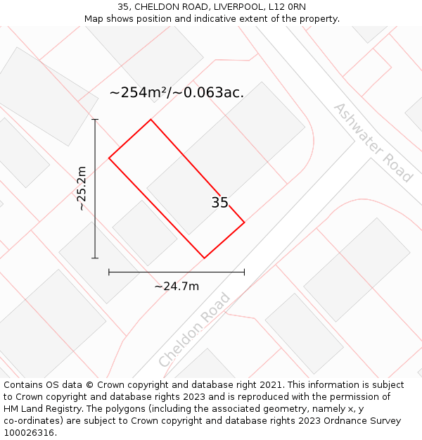 35, CHELDON ROAD, LIVERPOOL, L12 0RN: Plot and title map
