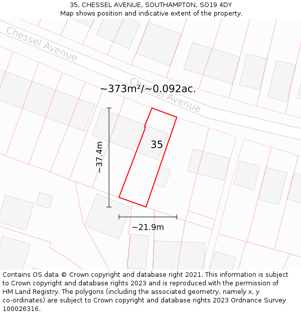 35, CHESSEL AVENUE, SOUTHAMPTON, SO19 4DY: Plot and title map