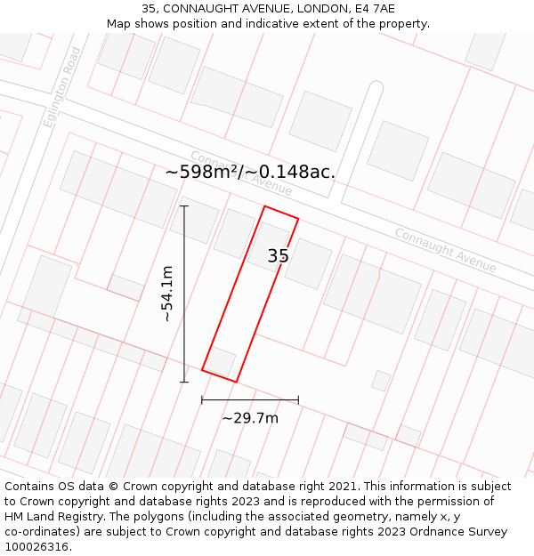 35, CONNAUGHT AVENUE, LONDON, E4 7AE: Plot and title map