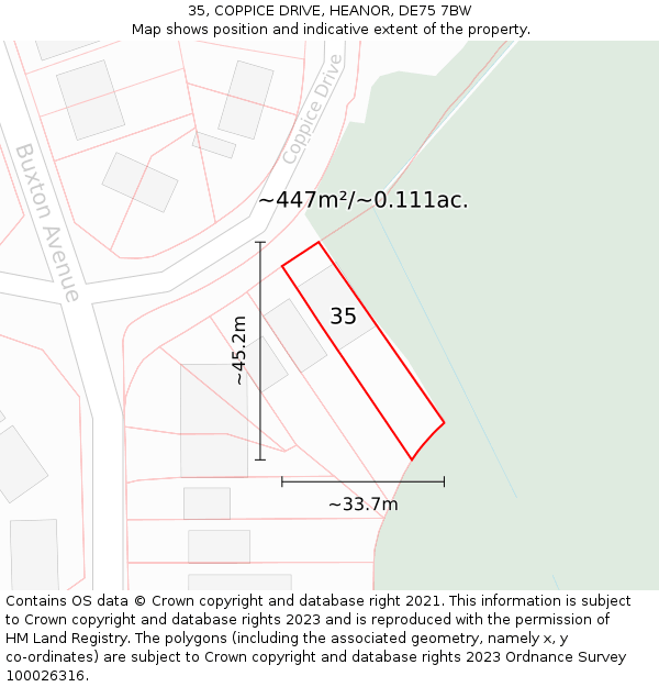 35, COPPICE DRIVE, HEANOR, DE75 7BW: Plot and title map