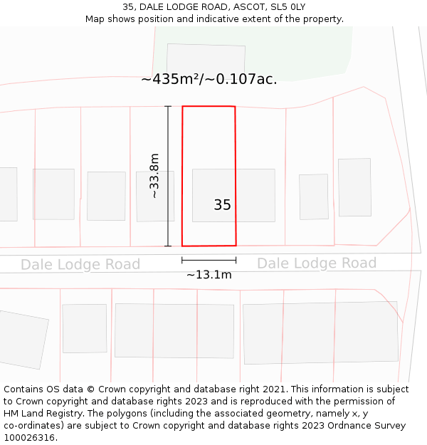 35, DALE LODGE ROAD, ASCOT, SL5 0LY: Plot and title map