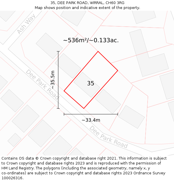 35, DEE PARK ROAD, WIRRAL, CH60 3RG: Plot and title map