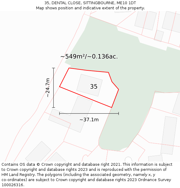 35, DENTAL CLOSE, SITTINGBOURNE, ME10 1DT: Plot and title map