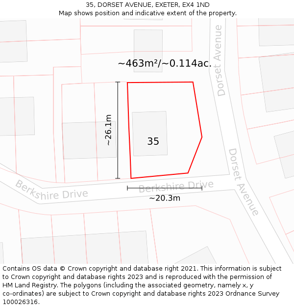 35, DORSET AVENUE, EXETER, EX4 1ND: Plot and title map