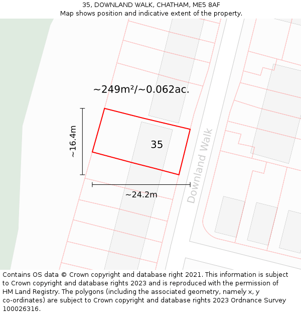 35, DOWNLAND WALK, CHATHAM, ME5 8AF: Plot and title map