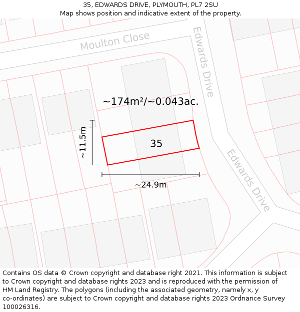 35, EDWARDS DRIVE, PLYMOUTH, PL7 2SU: Plot and title map