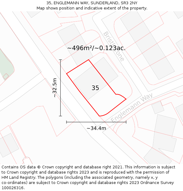 35, ENGLEMANN WAY, SUNDERLAND, SR3 2NY: Plot and title map