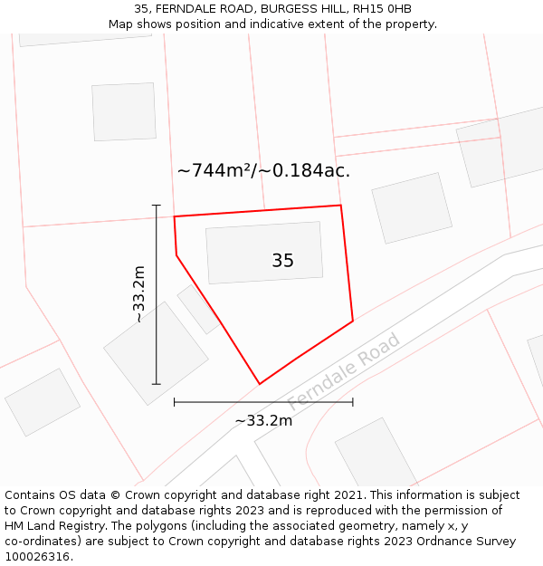 35, FERNDALE ROAD, BURGESS HILL, RH15 0HB: Plot and title map