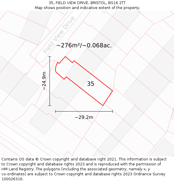 35, FIELD VIEW DRIVE, BRISTOL, BS16 2TT: Plot and title map