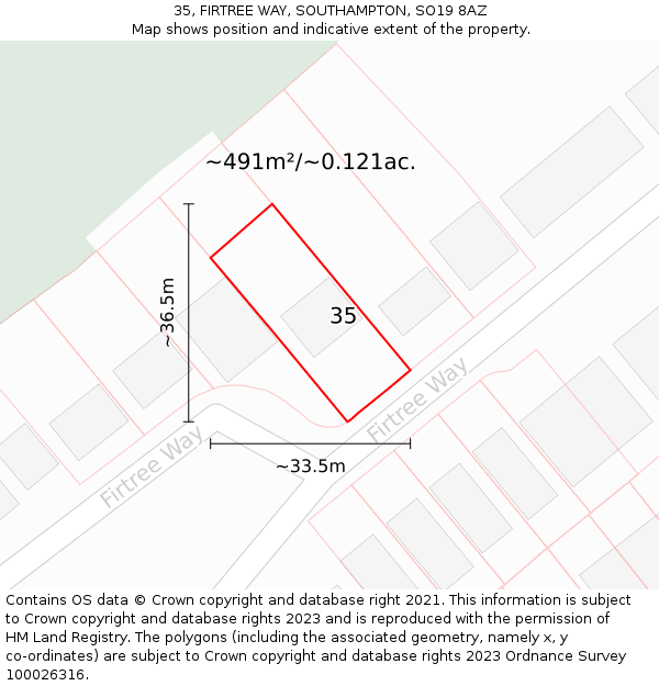 35, FIRTREE WAY, SOUTHAMPTON, SO19 8AZ: Plot and title map