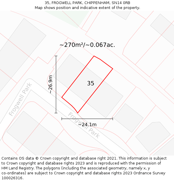 35, FROGWELL PARK, CHIPPENHAM, SN14 0RB: Plot and title map