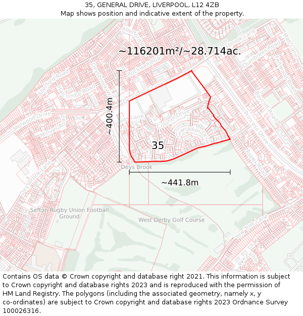 35, GENERAL DRIVE, LIVERPOOL, L12 4ZB: Plot and title map