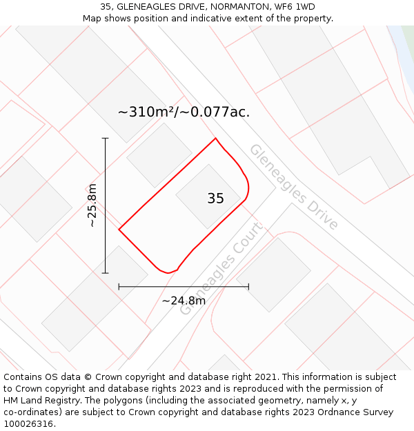 35, GLENEAGLES DRIVE, NORMANTON, WF6 1WD: Plot and title map