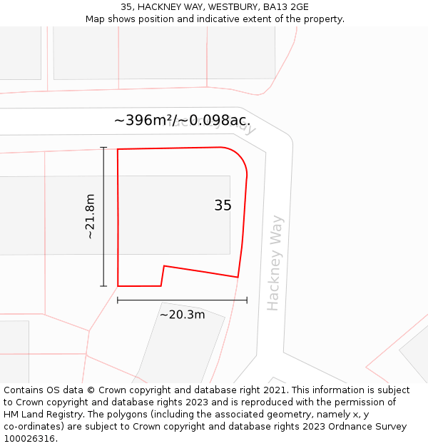 35, HACKNEY WAY, WESTBURY, BA13 2GE: Plot and title map