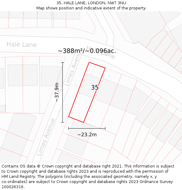 35, HALE LANE, LONDON, NW7 3NU: Plot and title map
