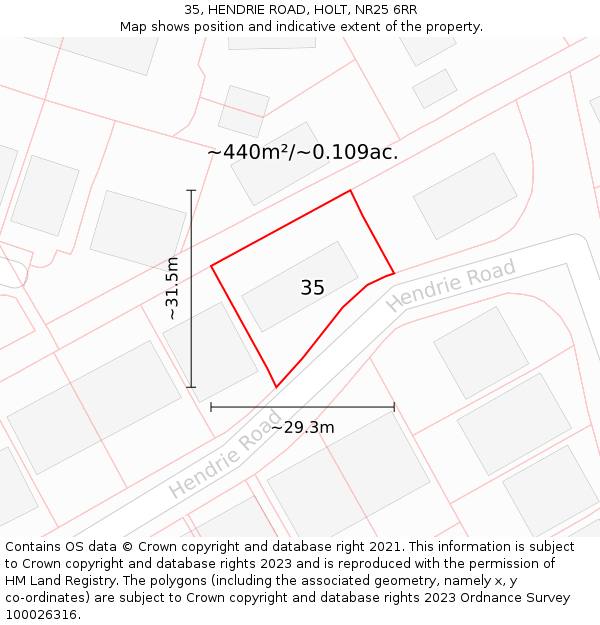 35, HENDRIE ROAD, HOLT, NR25 6RR: Plot and title map