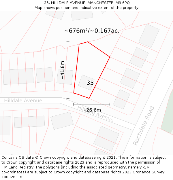 35, HILLDALE AVENUE, MANCHESTER, M9 6PQ: Plot and title map