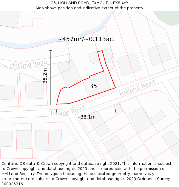 35, HOLLAND ROAD, EXMOUTH, EX8 4AY: Plot and title map