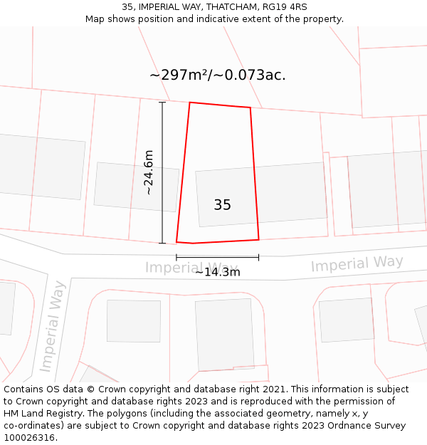 35, IMPERIAL WAY, THATCHAM, RG19 4RS: Plot and title map