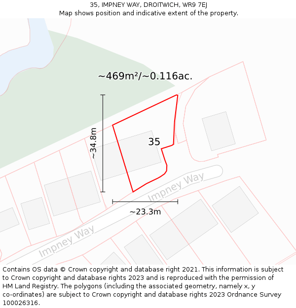 35, IMPNEY WAY, DROITWICH, WR9 7EJ: Plot and title map