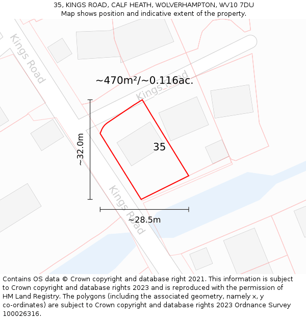 35, KINGS ROAD, CALF HEATH, WOLVERHAMPTON, WV10 7DU: Plot and title map