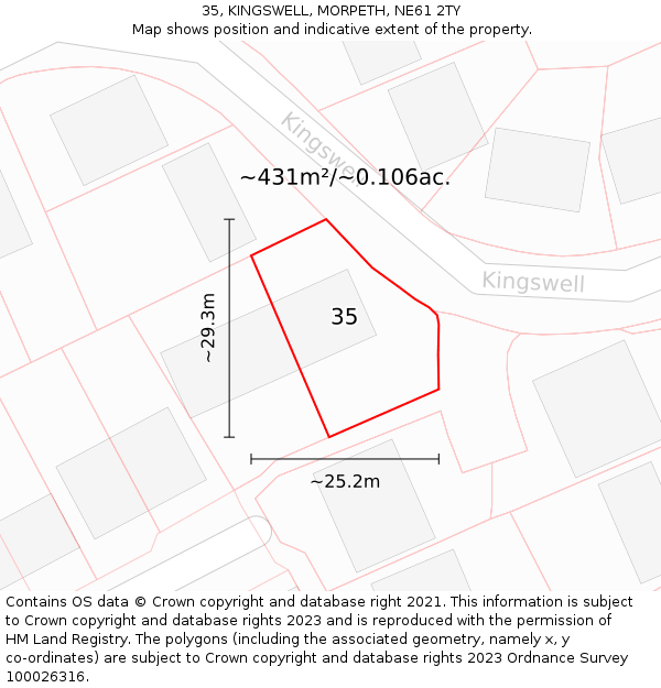 35, KINGSWELL, MORPETH, NE61 2TY: Plot and title map