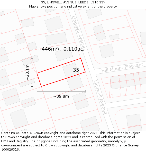 35, LINGWELL AVENUE, LEEDS, LS10 3SY: Plot and title map