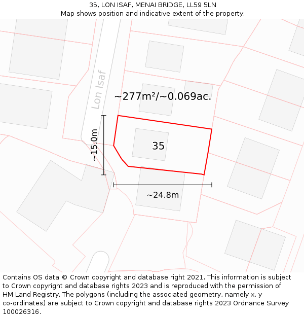 35, LON ISAF, MENAI BRIDGE, LL59 5LN: Plot and title map