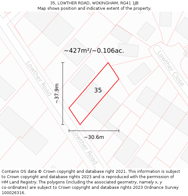 35, LOWTHER ROAD, WOKINGHAM, RG41 1JB: Plot and title map