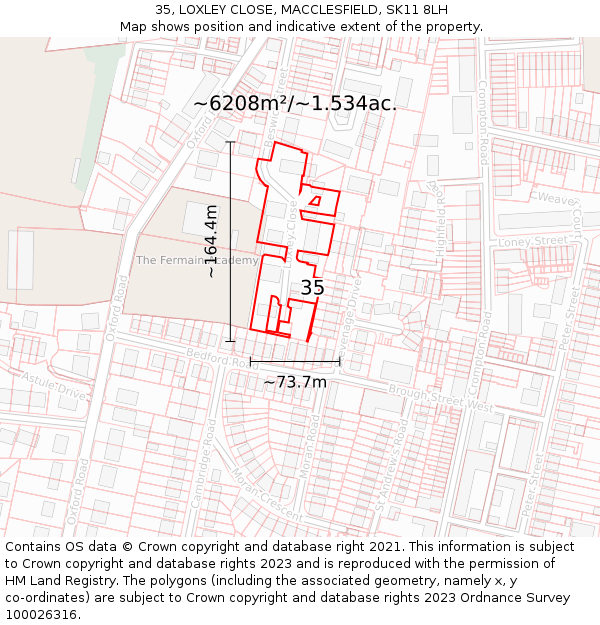 35, LOXLEY CLOSE, MACCLESFIELD, SK11 8LH: Plot and title map