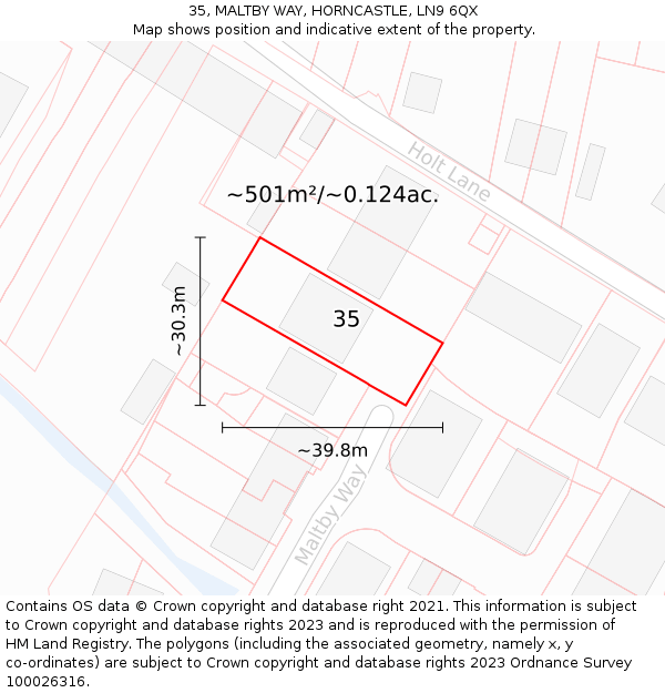 35, MALTBY WAY, HORNCASTLE, LN9 6QX: Plot and title map