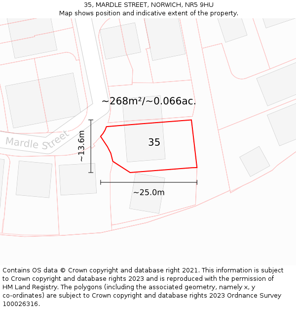 35, MARDLE STREET, NORWICH, NR5 9HU: Plot and title map