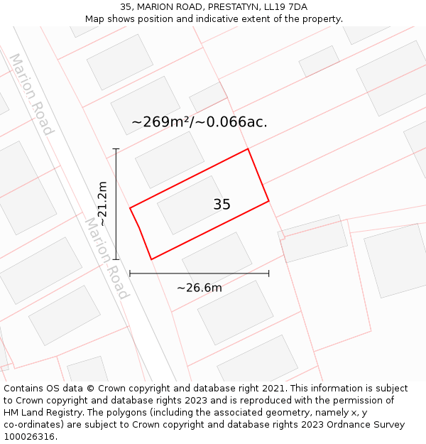 35, MARION ROAD, PRESTATYN, LL19 7DA: Plot and title map