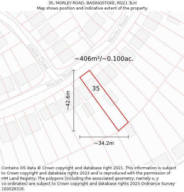 35, MORLEY ROAD, BASINGSTOKE, RG21 3LH: Plot and title map