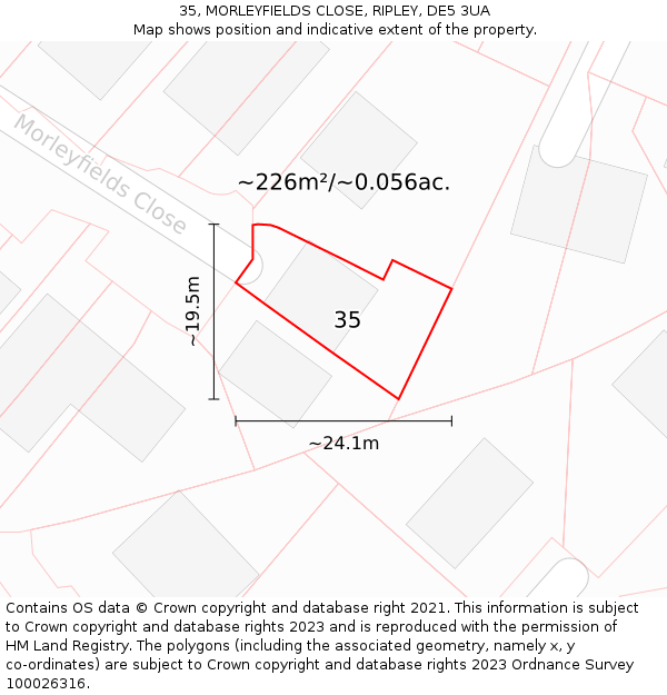 35, MORLEYFIELDS CLOSE, RIPLEY, DE5 3UA: Plot and title map