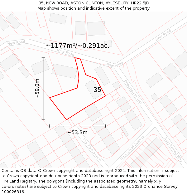 35, NEW ROAD, ASTON CLINTON, AYLESBURY, HP22 5JD: Plot and title map