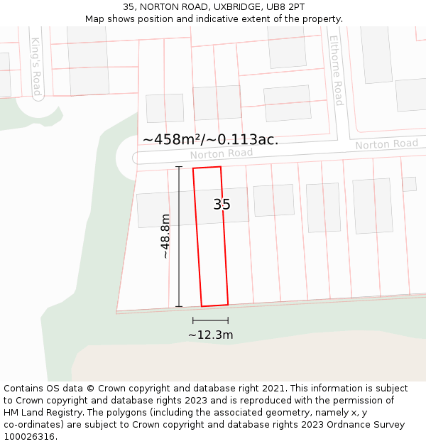 35, NORTON ROAD, UXBRIDGE, UB8 2PT: Plot and title map