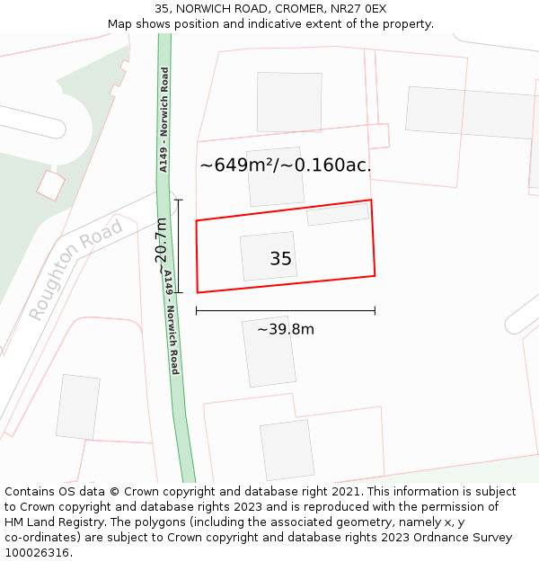 35, NORWICH ROAD, CROMER, NR27 0EX: Plot and title map