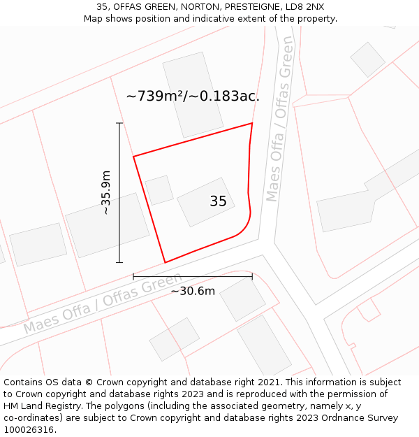 35, OFFAS GREEN, NORTON, PRESTEIGNE, LD8 2NX: Plot and title map