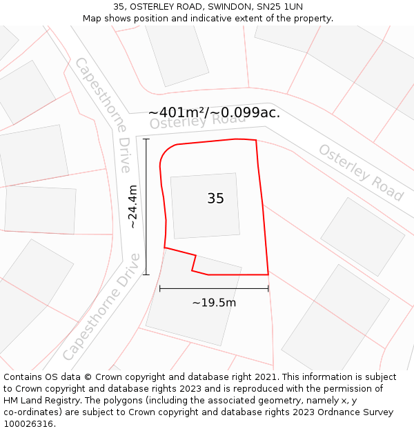 35, OSTERLEY ROAD, SWINDON, SN25 1UN: Plot and title map