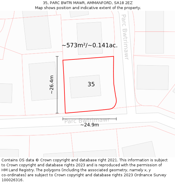 35, PARC BWTRI MAWR, AMMANFORD, SA18 2EZ: Plot and title map