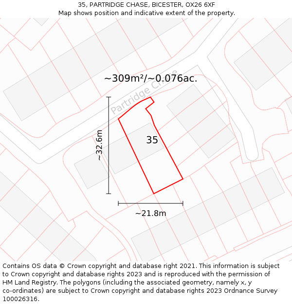 35, PARTRIDGE CHASE, BICESTER, OX26 6XF: Plot and title map