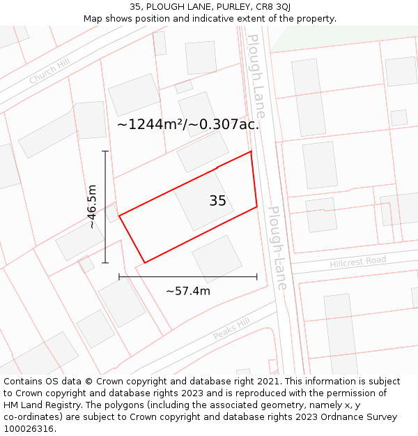 35, PLOUGH LANE, PURLEY, CR8 3QJ: Plot and title map